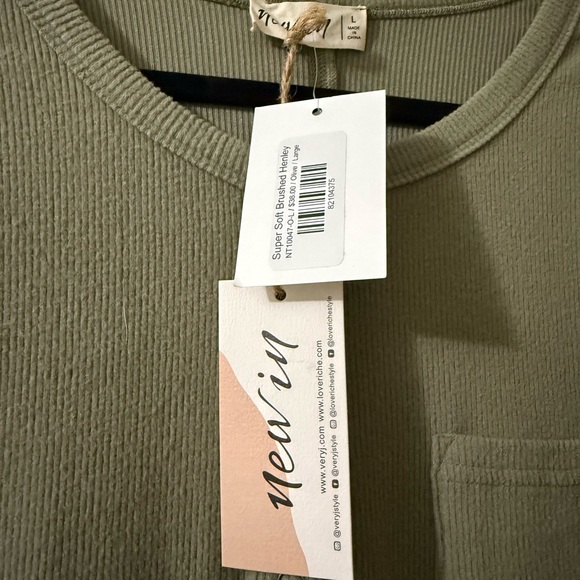 Love Riche Olive Long Sleeve Henley Top - Picture 2 of 2